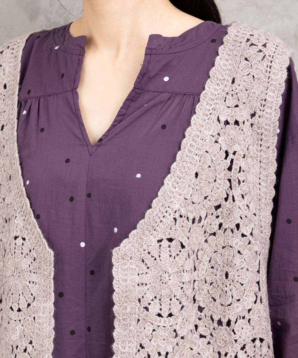 ウール混クロシェレースジレ