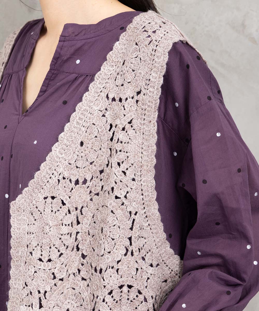 ウール混クロシェレースジレ