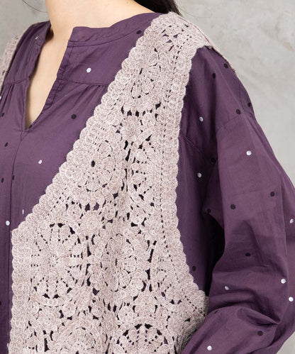 ウール混クロシェレースジレ