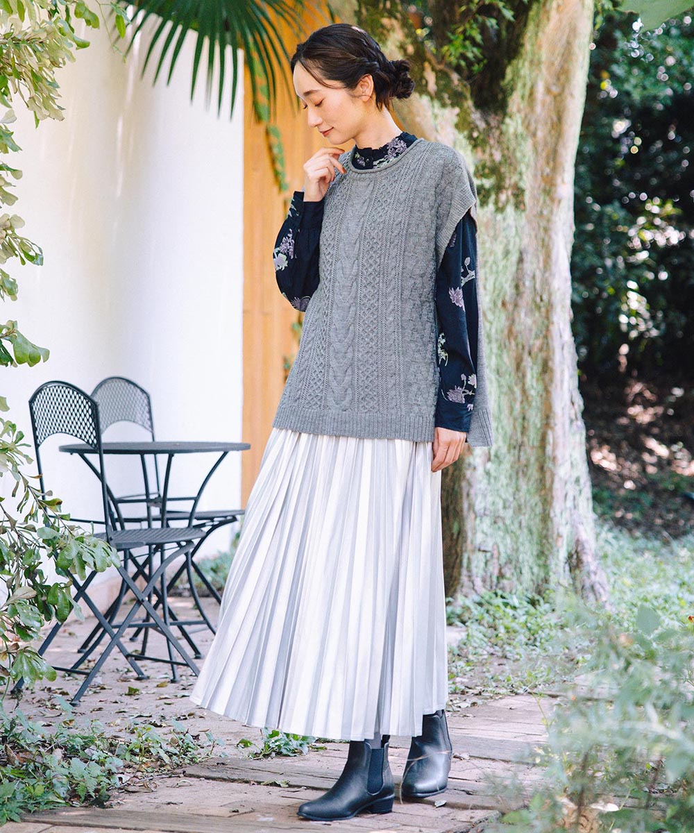 [MADE IN JAPAN]ケーブル柄ニットベスト