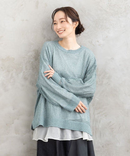 21号(6L～) FONTLAB メッシュニット×シフォンヘムインナーアンサンブル