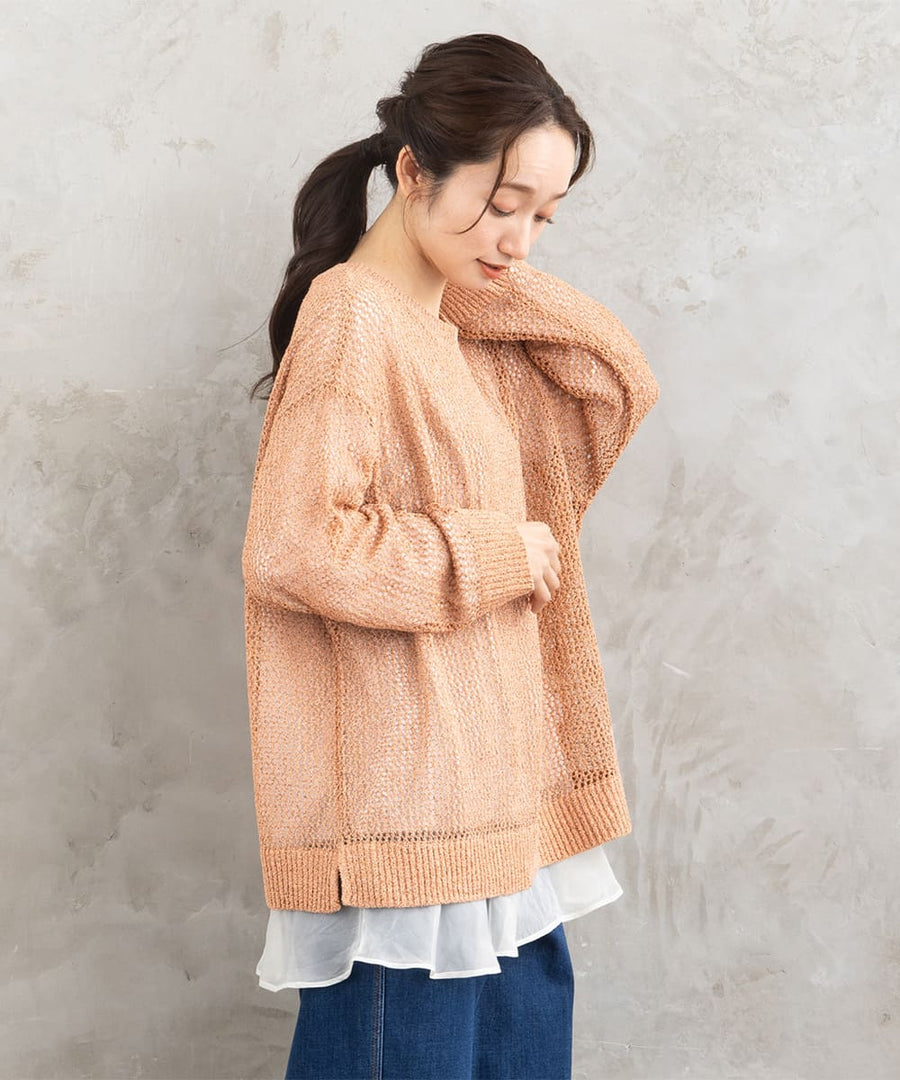 FONTLAB メッシュニット×シフォンヘムインナーアンサンブル
