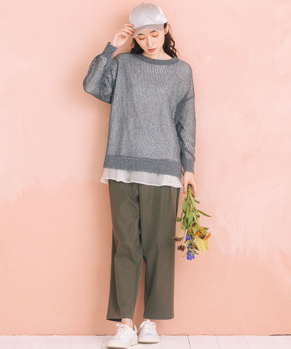 FONTLAB メッシュニット×シフォンヘムインナーアンサンブル