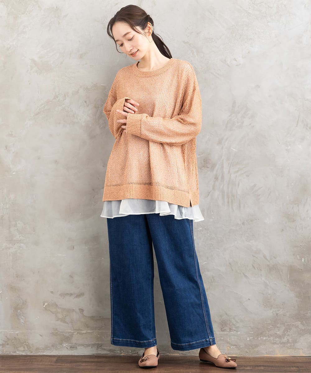 FONTLAB メッシュニット×シフォンヘムインナーアンサンブル