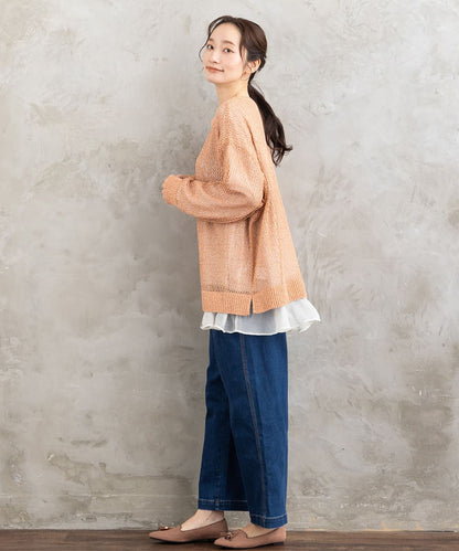 21号(6L～) FONTLAB メッシュニット×シフォンヘムインナーアンサンブル