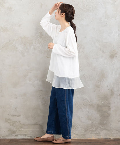 FONTLAB メッシュニット×シフォンヘムインナーアンサンブル