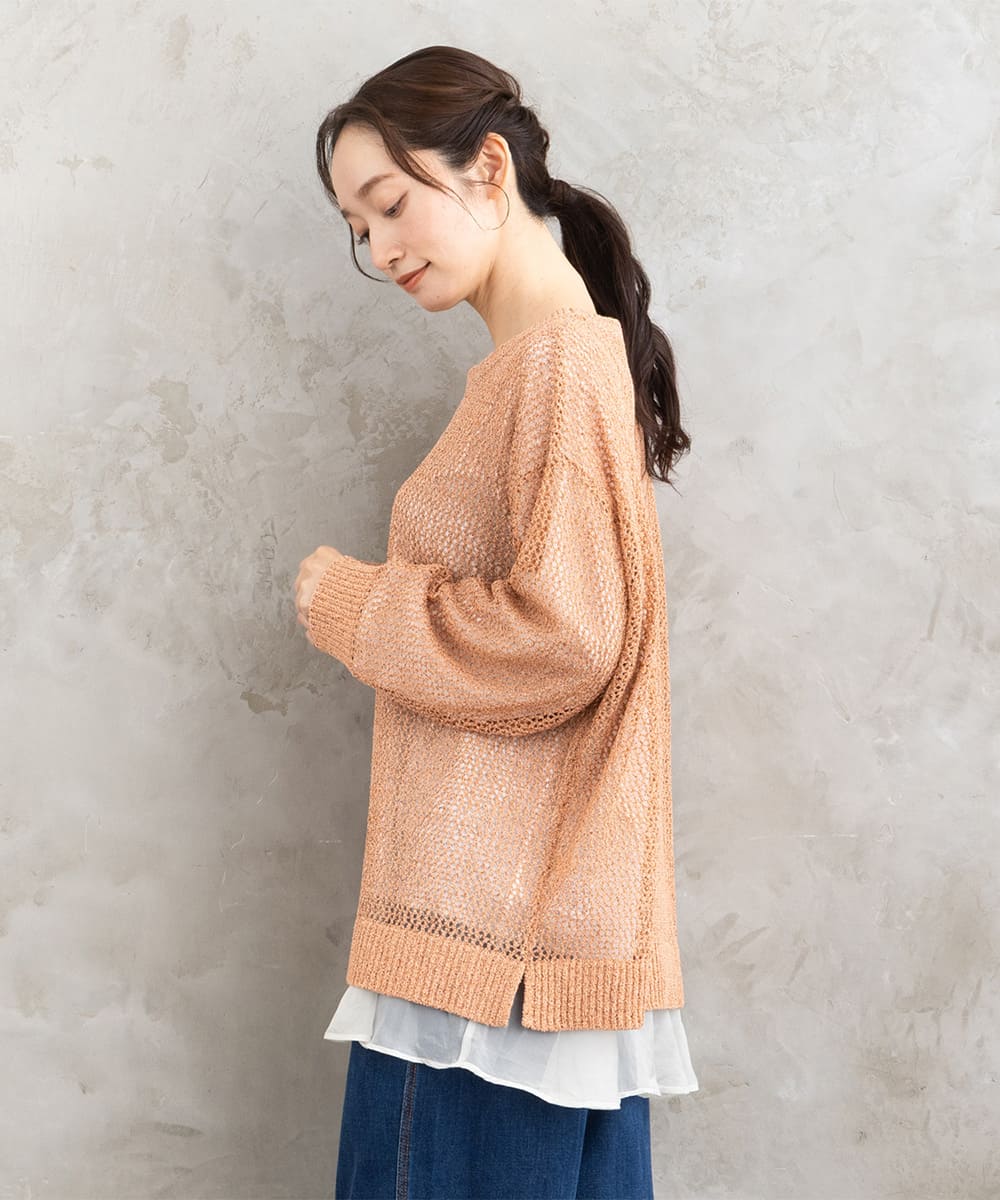 21号(6L～) FONTLAB メッシュニット×シフォンヘムインナーアンサンブル