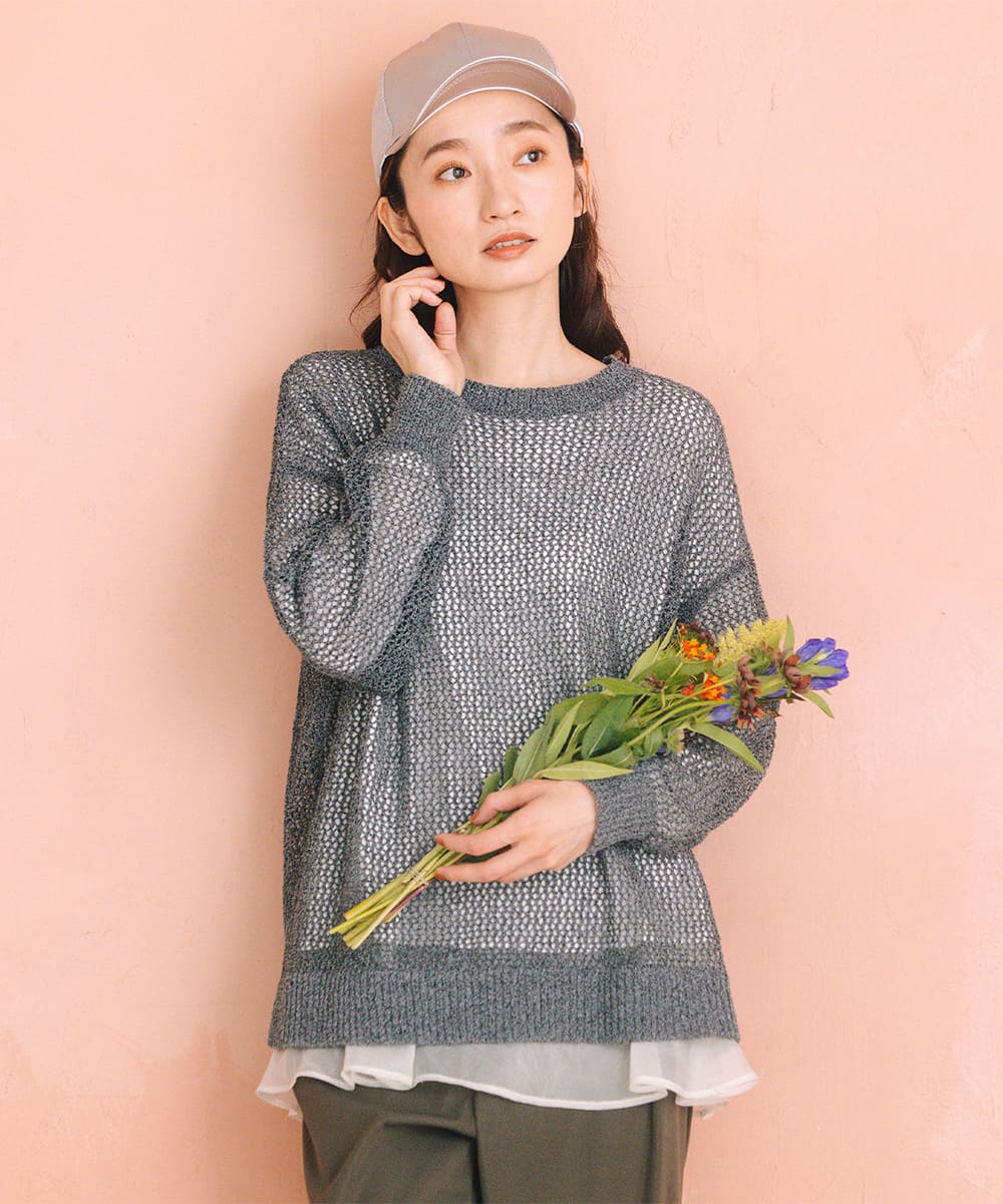 FONTLAB メッシュニット×シフォンヘムインナーアンサンブル