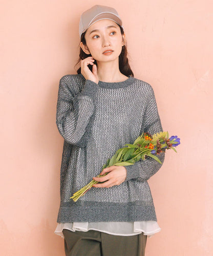 FONTLAB メッシュニット×シフォンヘムインナーアンサンブル