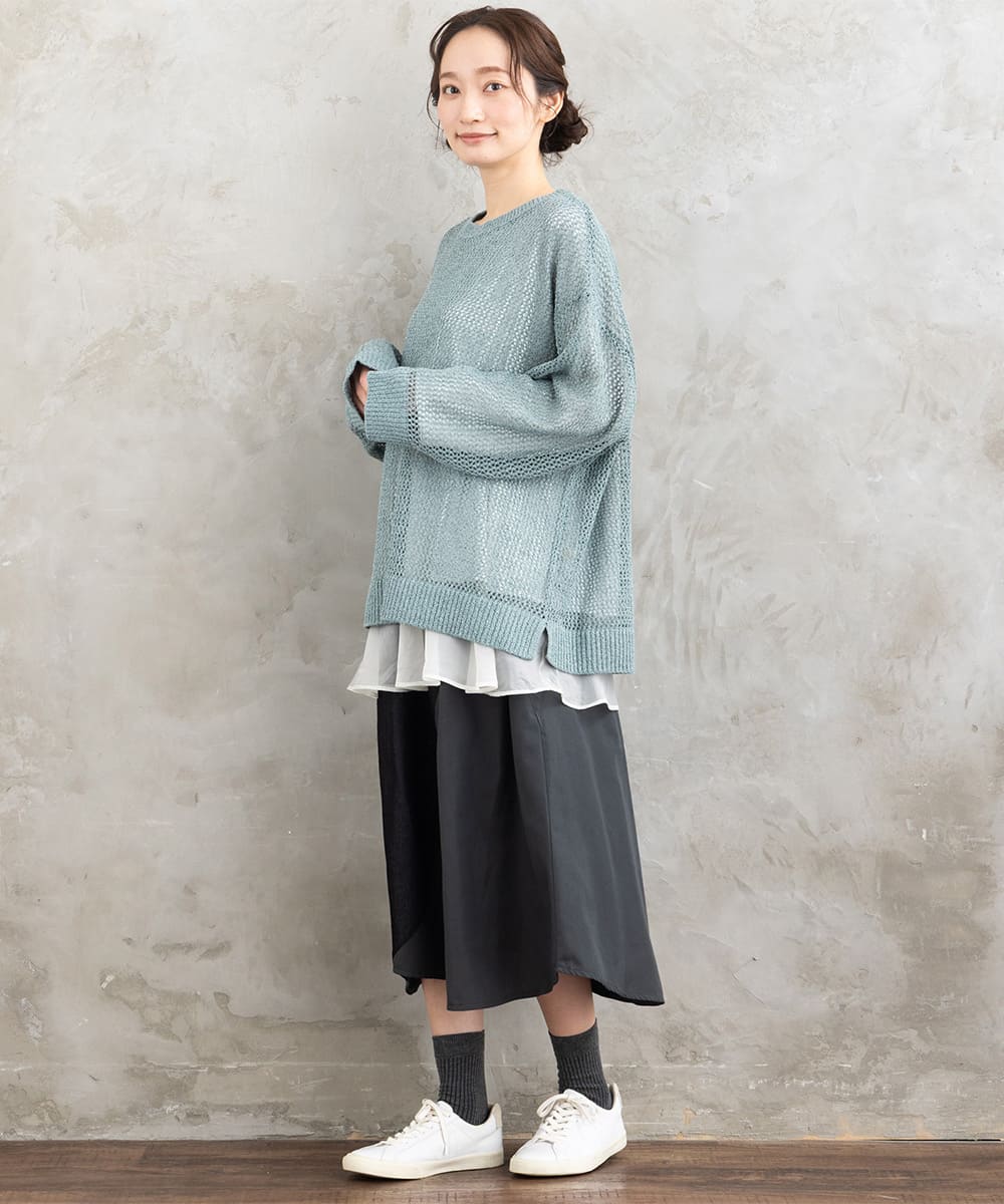 FONTLAB メッシュニット×シフォンヘムインナーアンサンブル