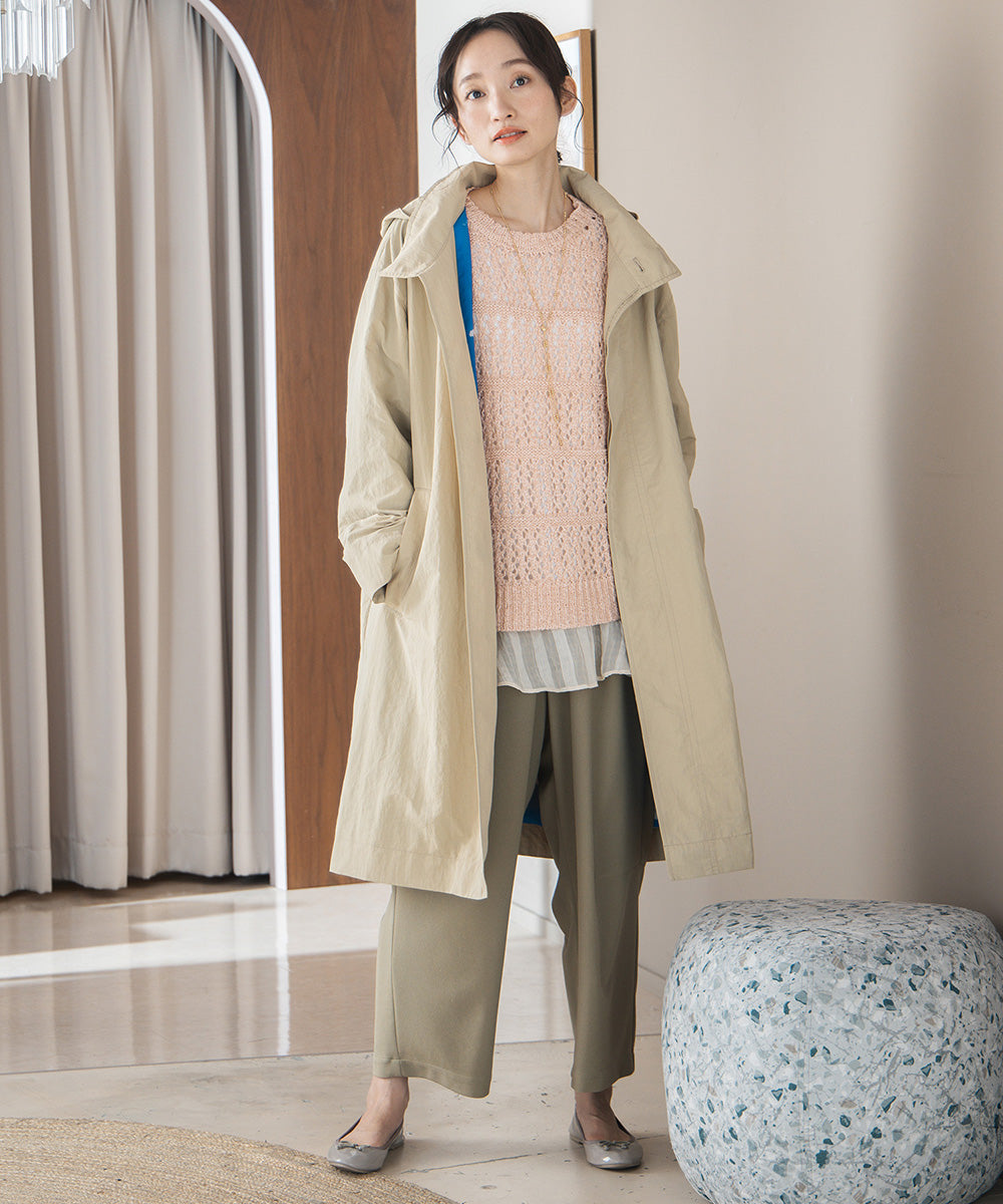 FONTLAB テープヤーンニットベスト×チェックフリルヘムインナーアンサンブル