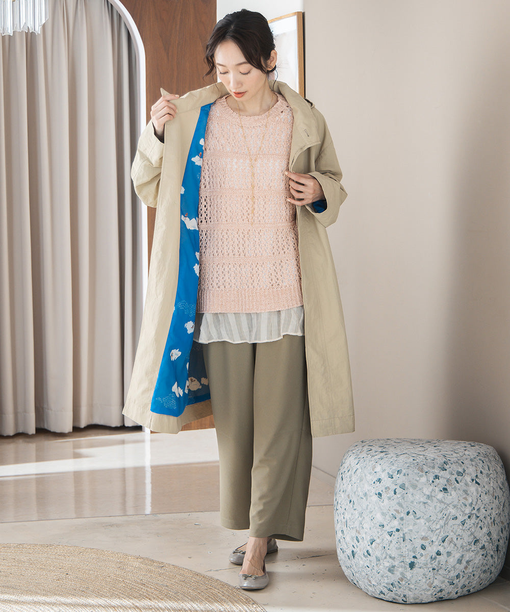 FONTLAB テープヤーンニットベスト×チェックフリルヘムインナーアンサンブル