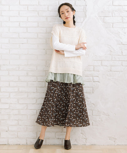 FONTLAB テープヤーンニットベスト×チェックフリルヘムインナーアンサンブル