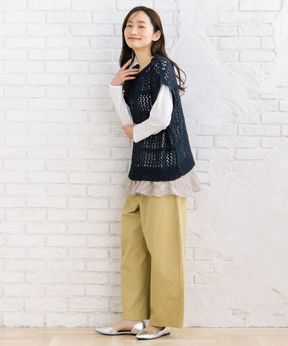 FONTLAB テープヤーンニットベスト×チェックフリルヘムインナーアンサンブル