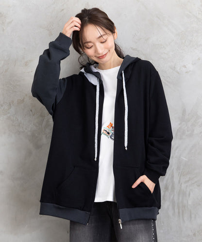 60-2622 SOPHIA CURVY 【リミサロ】カラーブロックジップパーカー