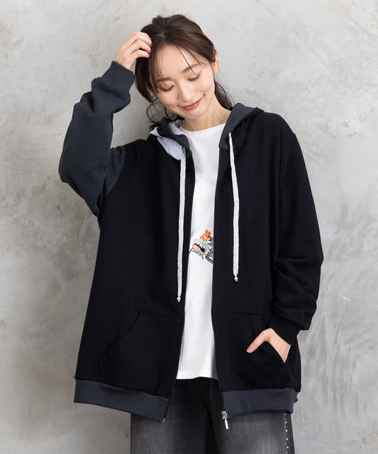 60-2622 SOPHIA CURVY 【リミサロ】カラーブロックジップパーカー