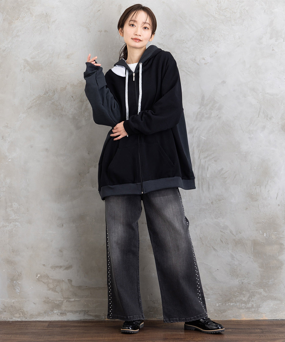 60-2622 SOPHIA CURVY 【リミサロ】カラーブロックジップパーカー