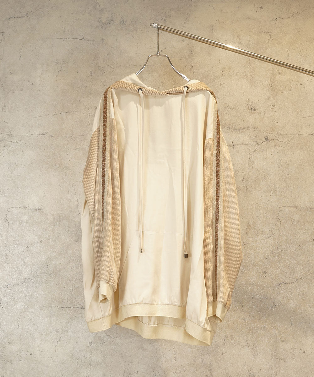 21号(6L～) MAT FASHION コーデュロイ切替配色ラインパーカー