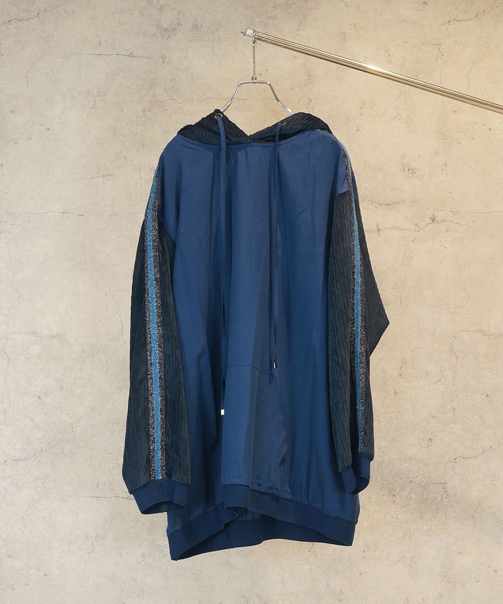 21号(6L～) MAT FASHION コーデュロイ切替配色ラインパーカー