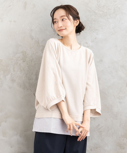 大きいサイズ レディース カットソー 異素材 レイヤード風｜sabstreet my standard(サブストリートマイスタンダード)