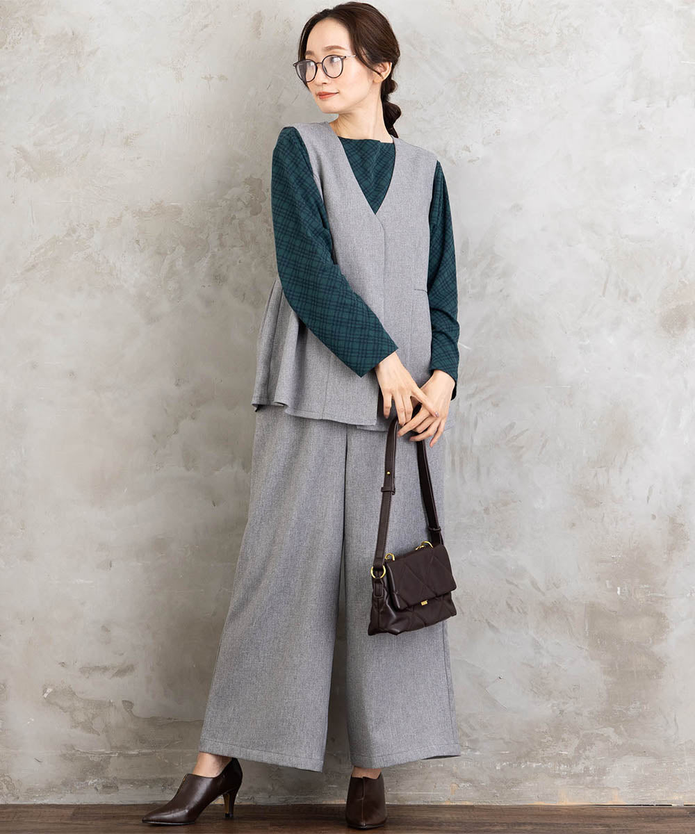 バイアスチェックモックネックインナー