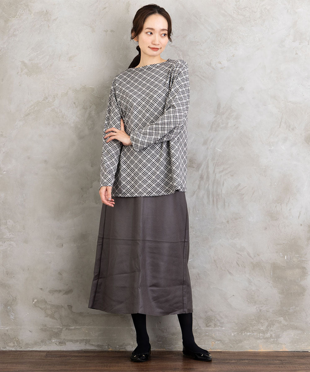 バイアスチェックモックネックインナー