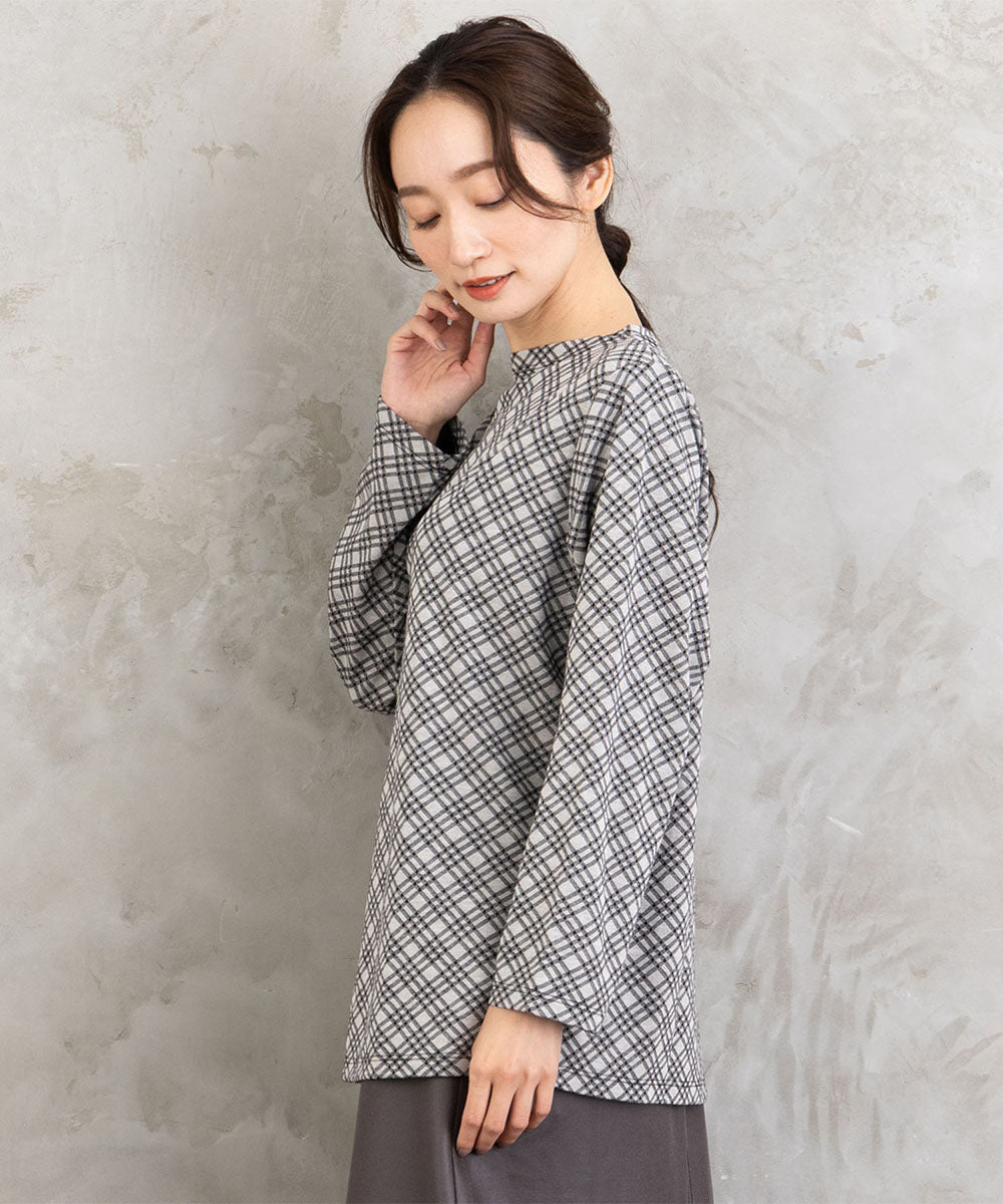 バイアスチェックモックネックインナー