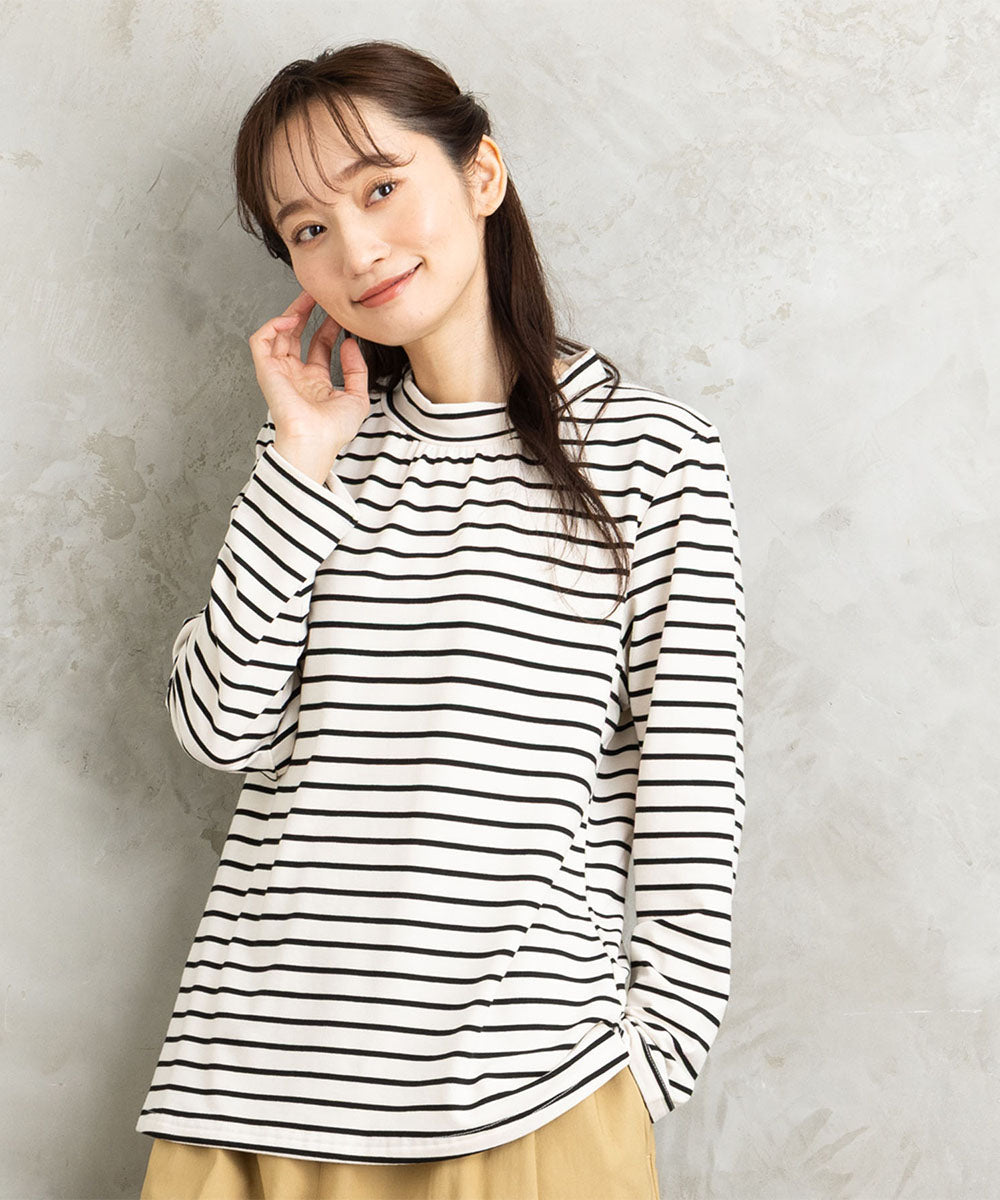 21号(6L～) 【吸湿・発熱】裏起毛モックネックインナーカットソー