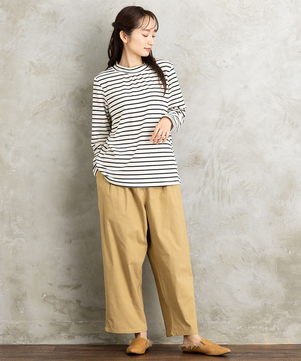 21号(6L～) 【吸湿・発熱】裏起毛モックネックインナーカットソー