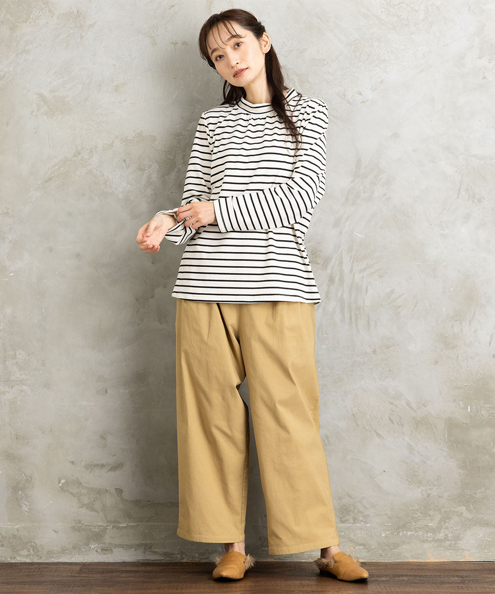 【吸湿・発熱】裏起毛モックネックインナーカットソー