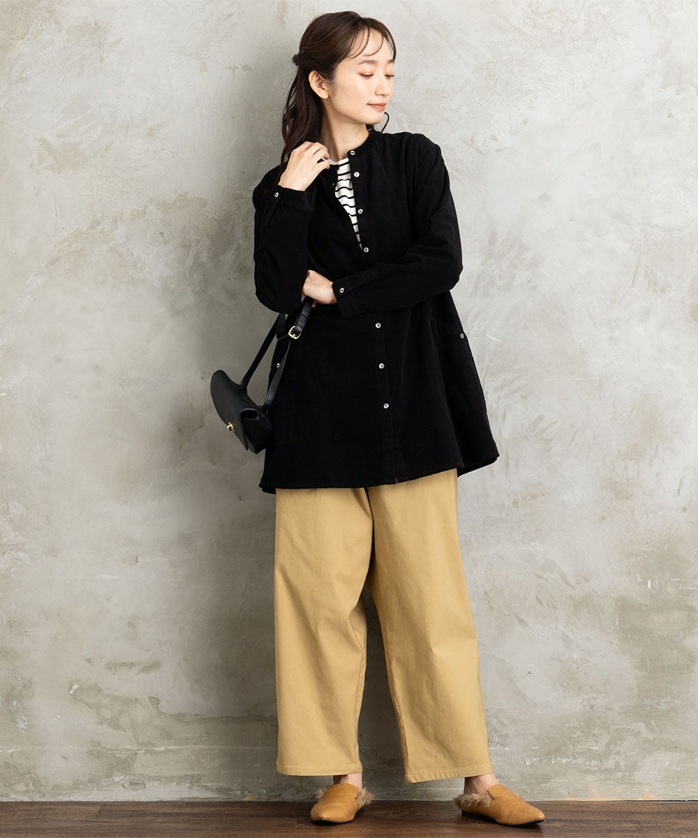 21号(6L～) 【吸湿・発熱】裏起毛モックネックインナーカットソー