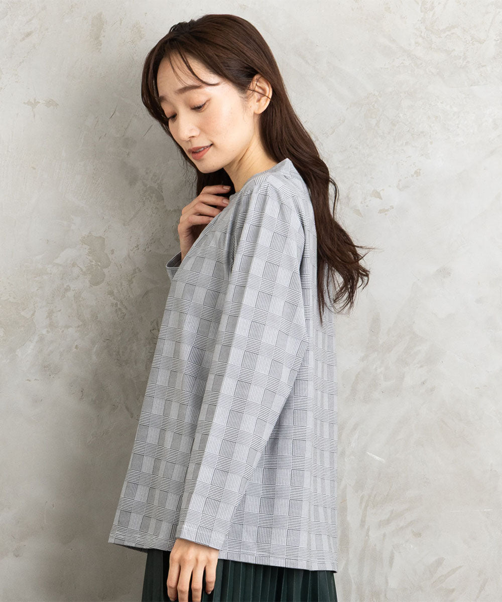 21号(6L～) 【吸湿・発熱】裏起毛モックネックインナーカットソー