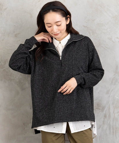 FONTLAB ラメ裏毛ハーフジップスウェット