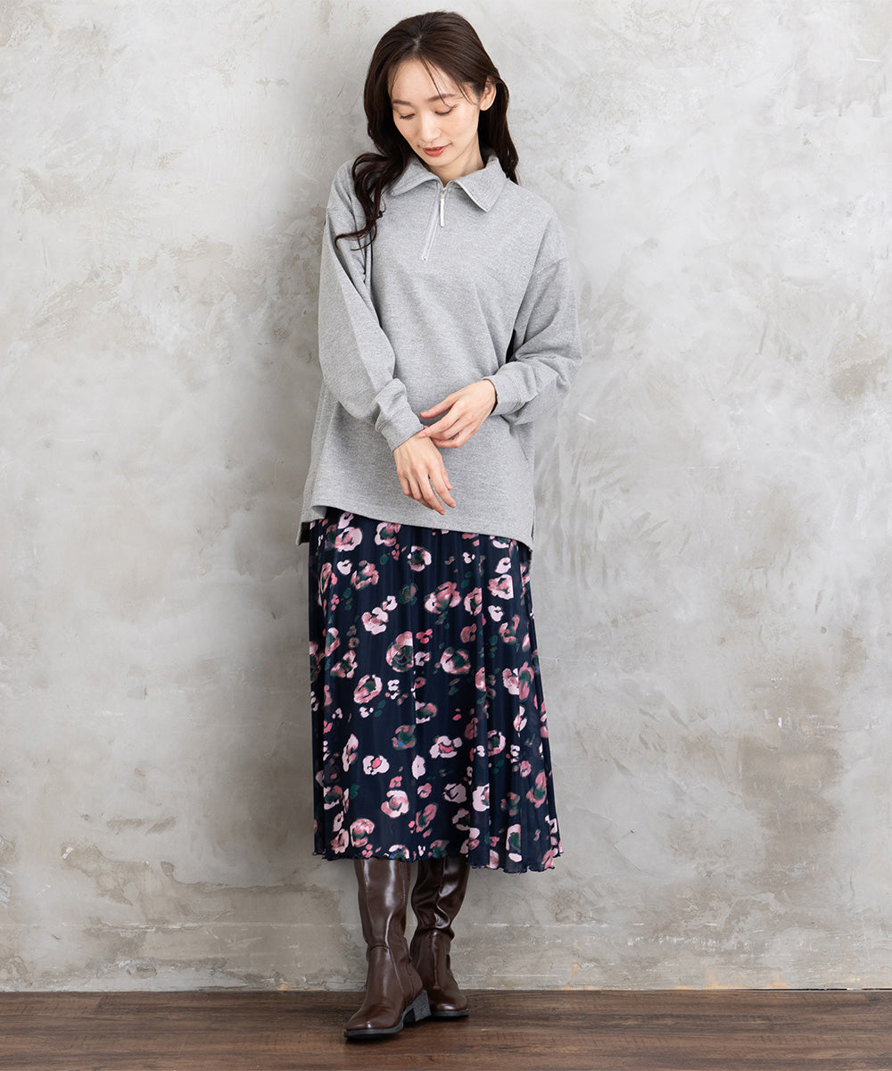 FONTLAB ラメ裏毛ハーフジップスウェット