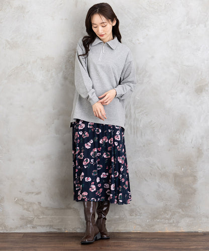 FONTLAB ラメ裏毛ハーフジップスウェット