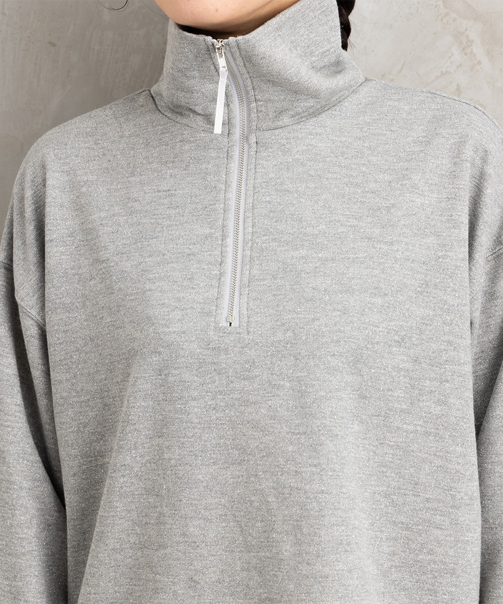 FONTLAB ラメ裏毛ハーフジップスウェット