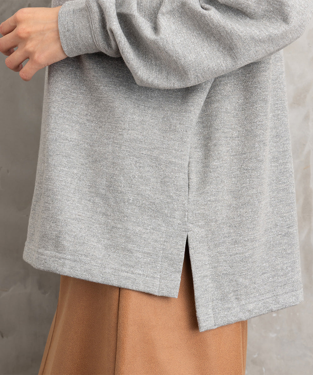 FONTLAB ラメ裏毛ハーフジップスウェット