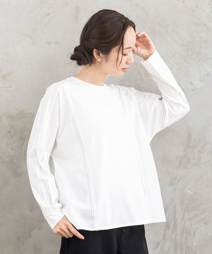 FONTLAB 布帛コンビ配色ステッチカットソー