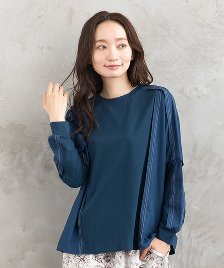 大きいサイズ レディース トップス カットソー プルオーバー 配色ステッチ|sabstreet my standard(サブストリートマイスタンダード)