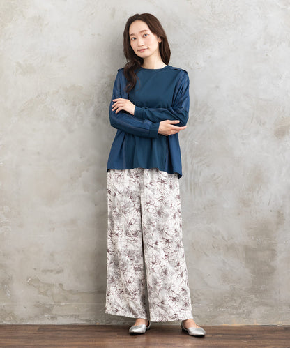 FONTLAB 布帛コンビ配色ステッチカットソー