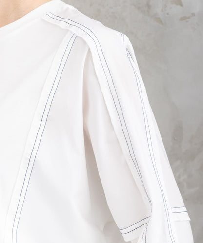 FONTLAB 布帛コンビ配色ステッチカットソー