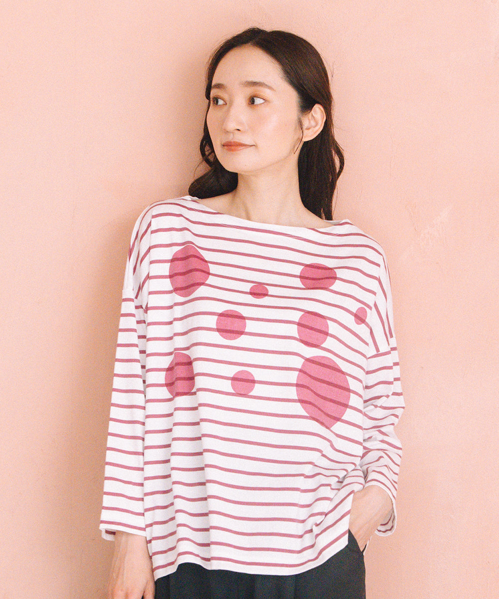 (ロジーク) [30th][MADE IN JAPAN]ドットプリントボーダーカットソー