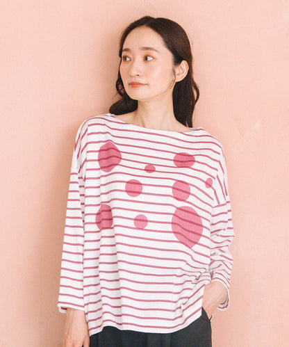 (ロジーク) [30th][MADE IN JAPAN]ドットプリントボーダーカットソー