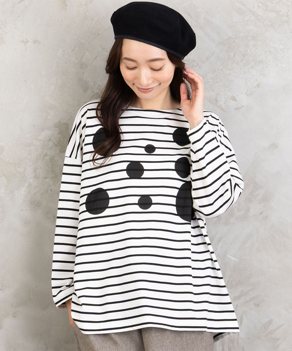 (ロジーク) [30th][MADE IN JAPAN]ドットプリントボーダーカットソー