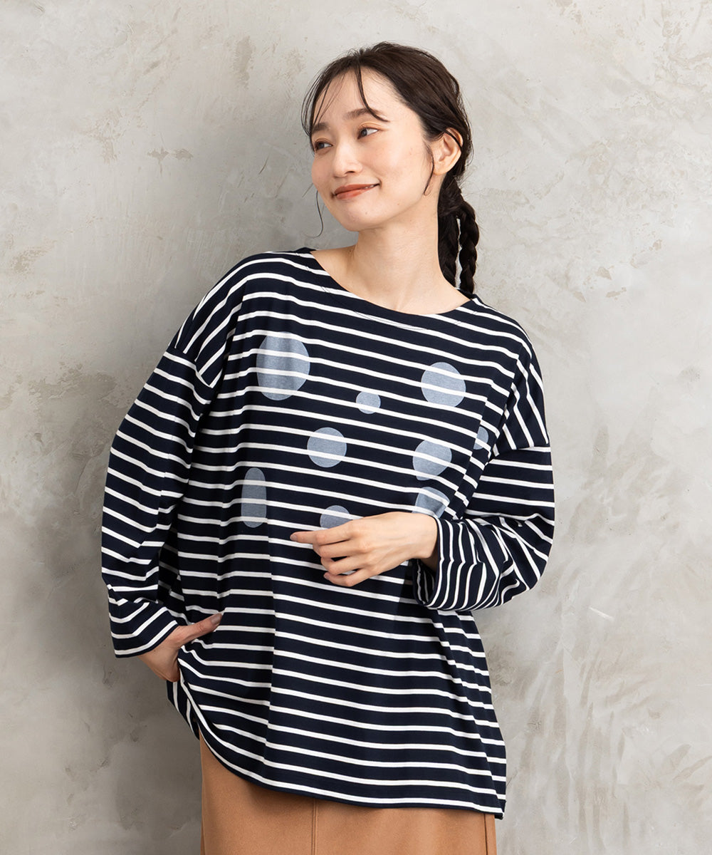 (ロジーク) [30th][MADE IN JAPAN]ドットプリントボーダーカットソー