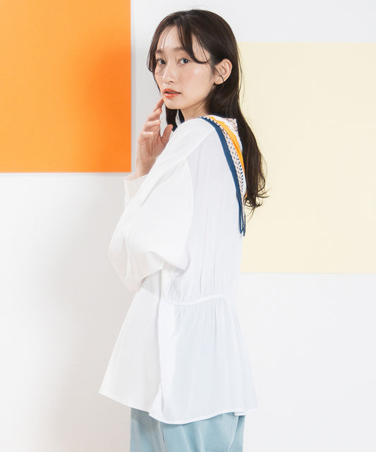 FONTLAB シルケットポンチ×布帛ギャザーコンビプルオーバー