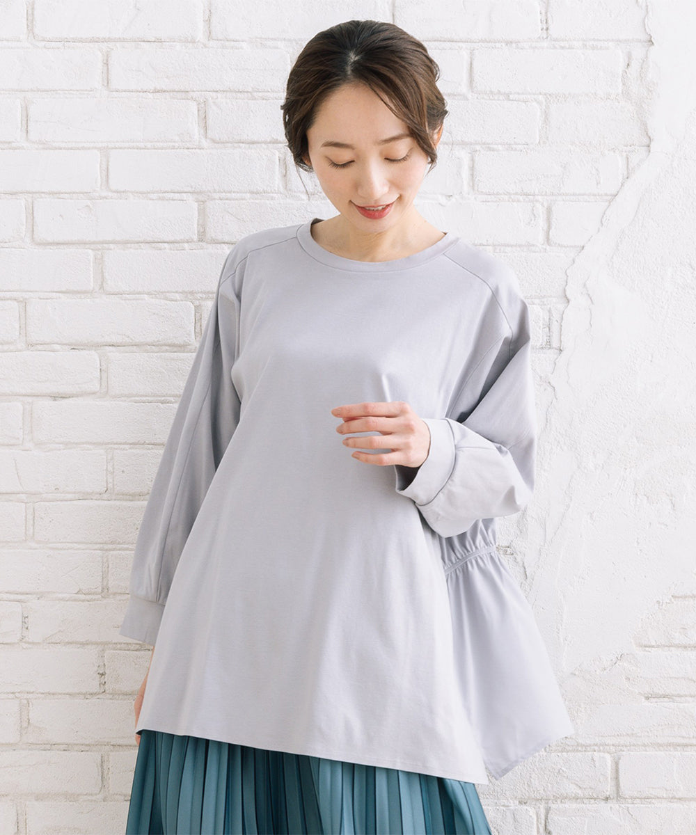 FONTLAB シルケットポンチ×布帛ギャザーコンビプルオーバー