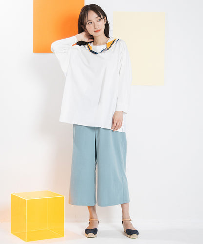 FONTLAB シルケットポンチ×布帛ギャザーコンビプルオーバー