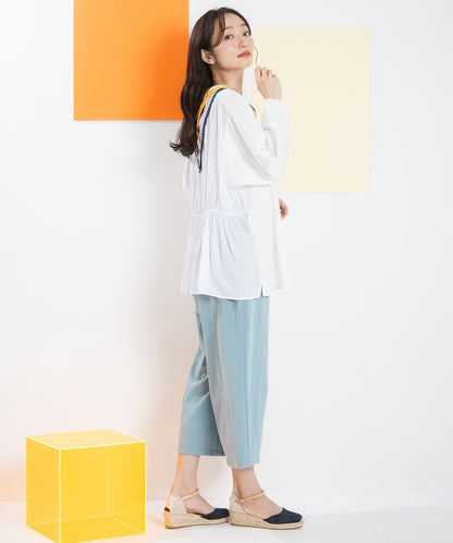 FONTLAB シルケットポンチ×布帛ギャザーコンビプルオーバー