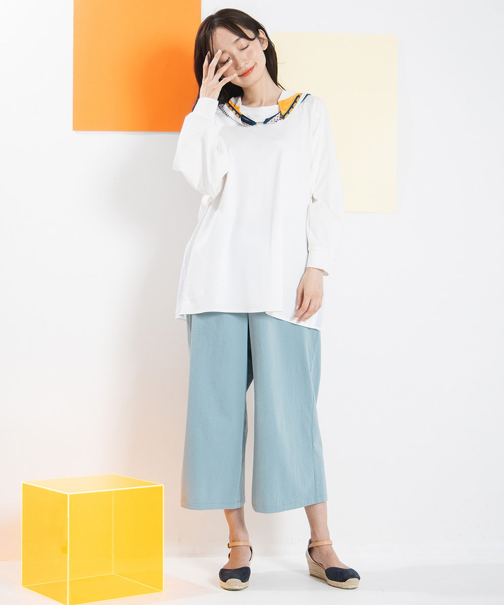 FONTLAB シルケットポンチ×布帛ギャザーコンビプルオーバー